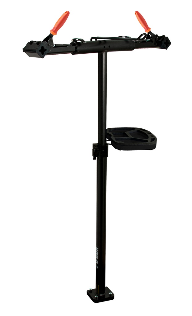 Caballete para reparación de bicicleta con dos mordazas ajustables manualmente sin base fija