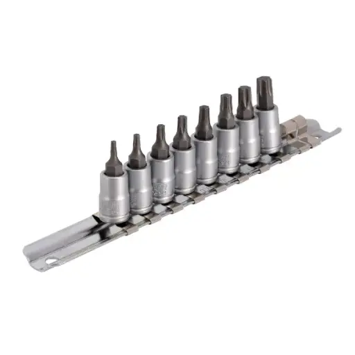 [629696] Juego de llaves de vaso con perfil TX 1/4" sobre guía